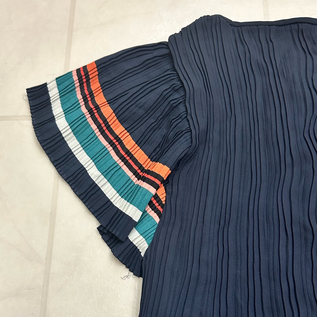 Maje Rolini Pleated Mini Dress Navy Size 1